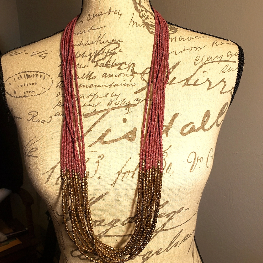 Vintage Mauve Glass Bead Statement Necklace